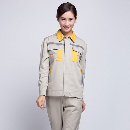 米色拼黄色秋季工作服AC09-1